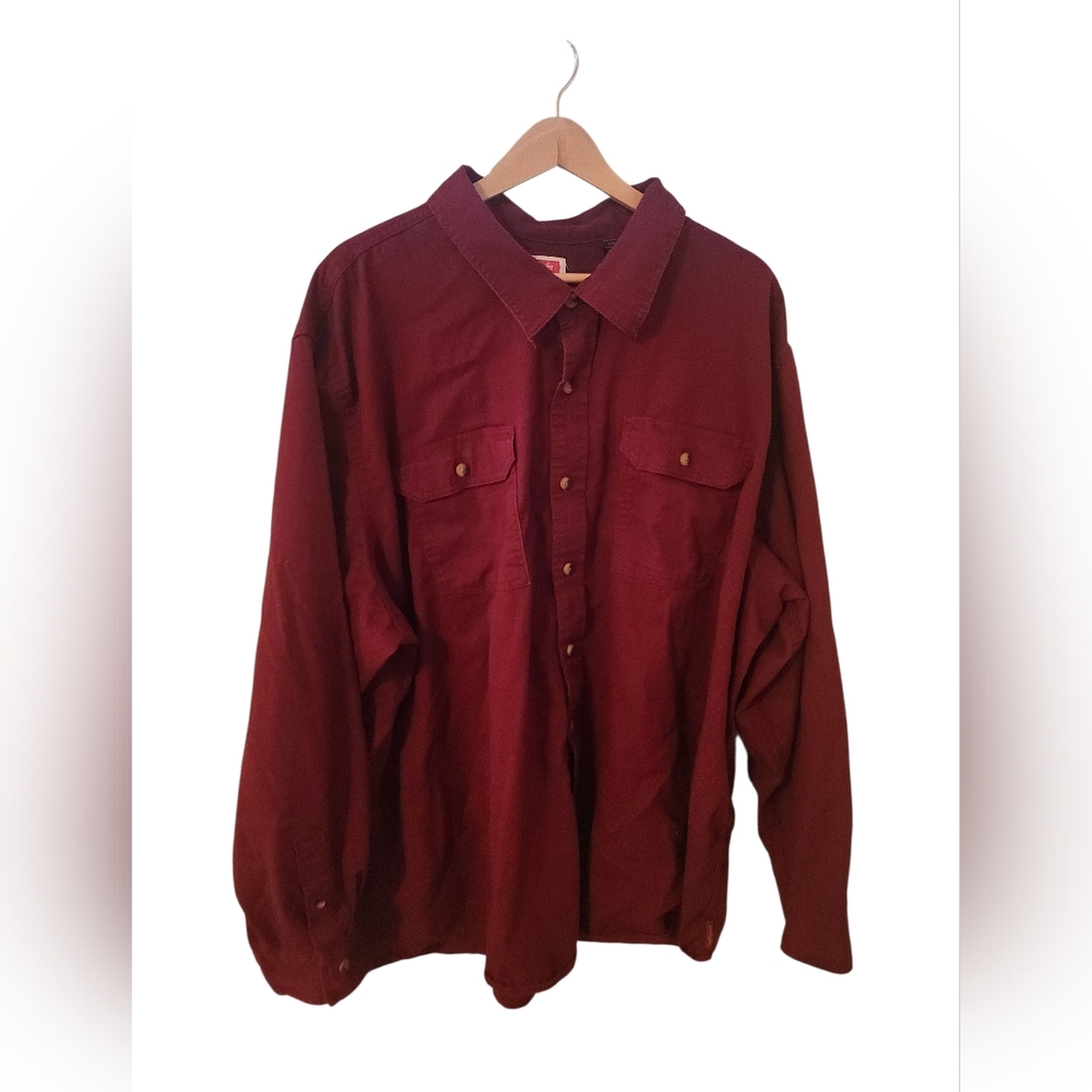 Wrangler Men's Deep Red Casual Button Down Shirt